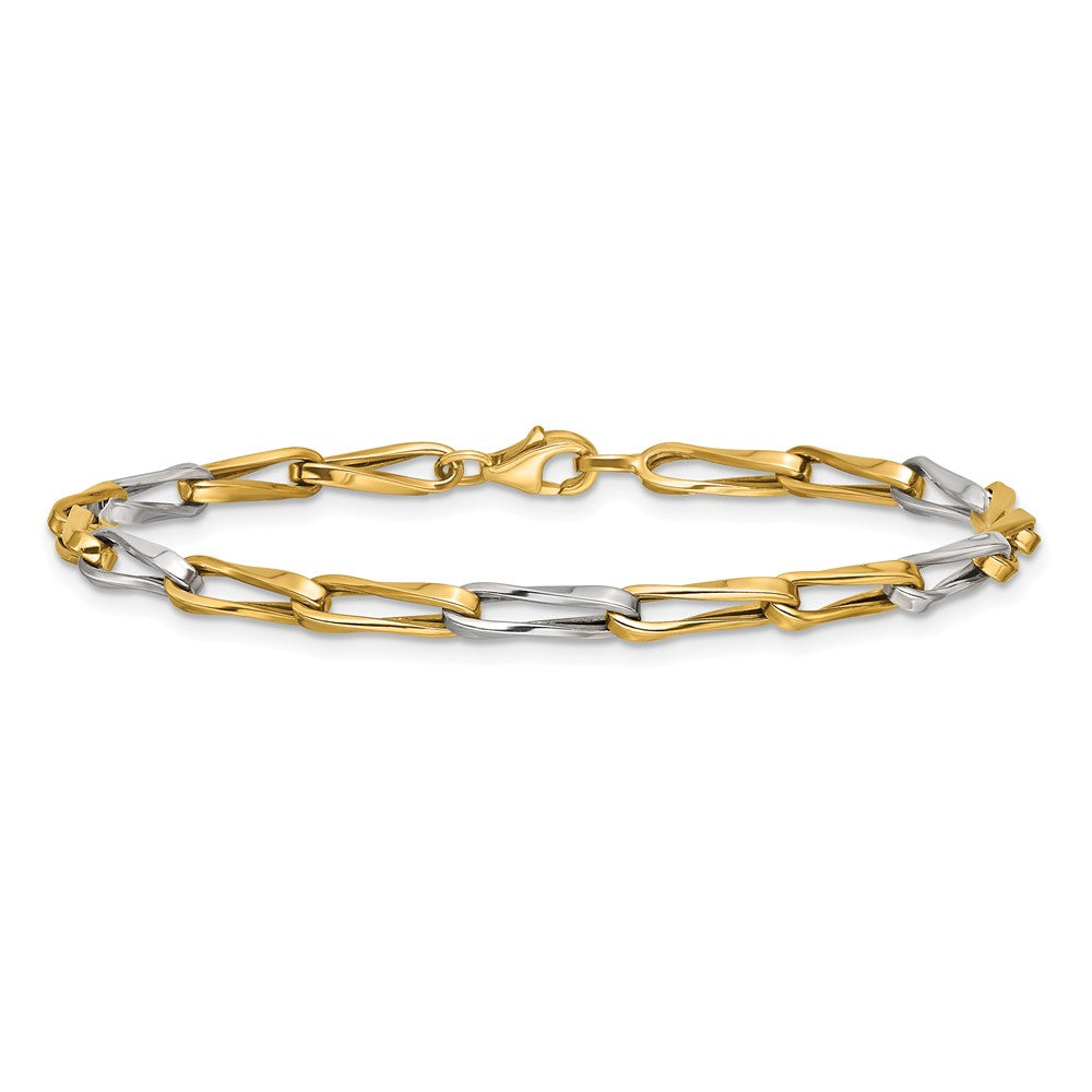 10K w/White Rhodium Polished Fancy Link Bracelet