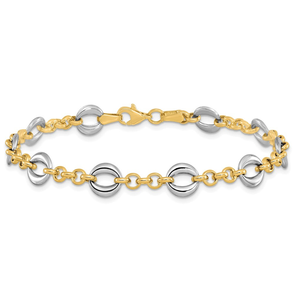 10K Two-tone Polished Fancy Link Bracelet