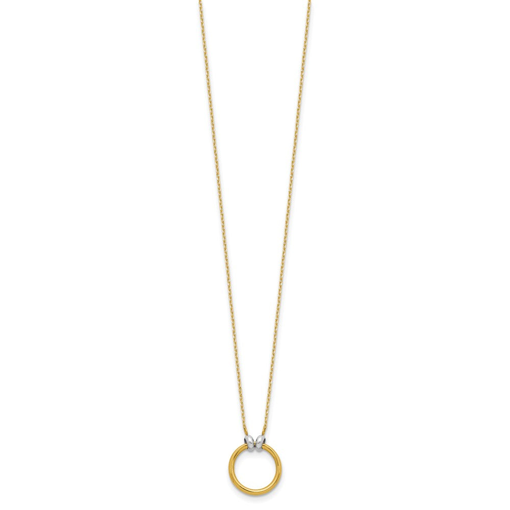 10K with Rhodium Polished Circle Necklace