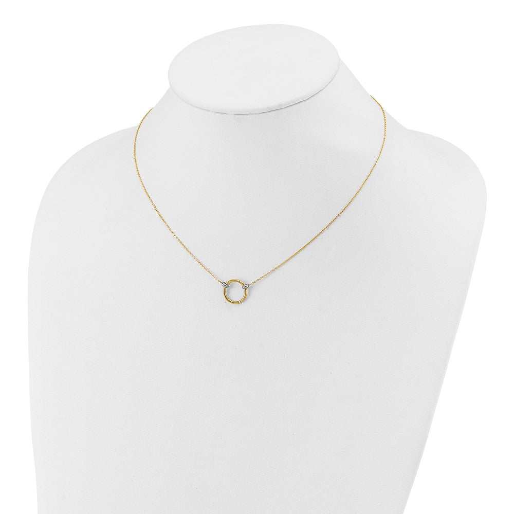 10K with Rhodium Polished Circle Necklace