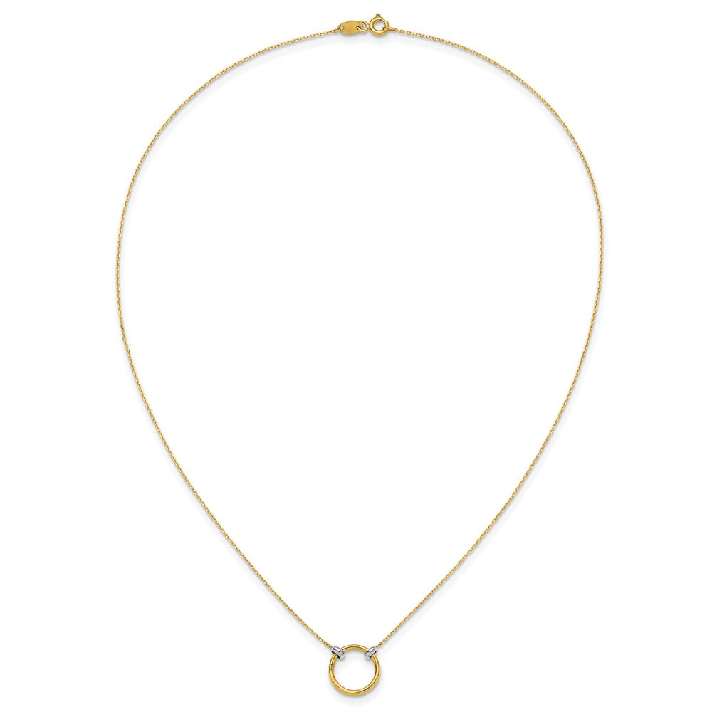 10K with Rhodium Polished Circle Necklace