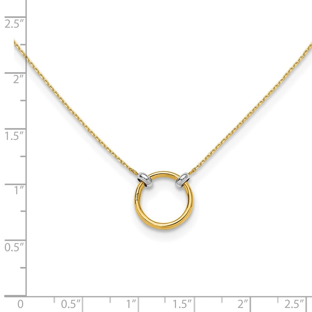 10K with Rhodium Polished Circle Necklace