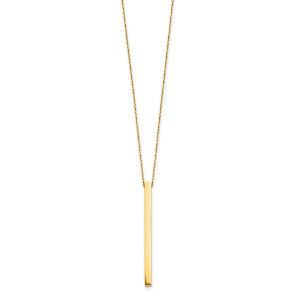 10K Polished Bar w/2in ext. Necklace