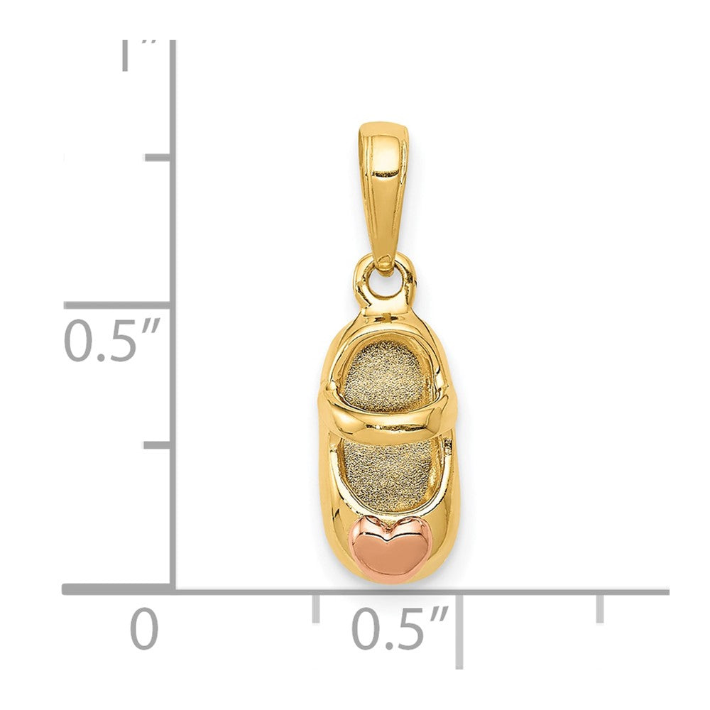 10k  3D Two-tone Baby Shoe Charm