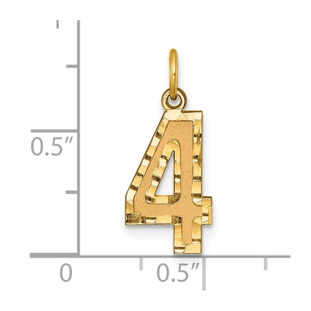 10ky Casted Medium Diamond-cut Number 4 Charm