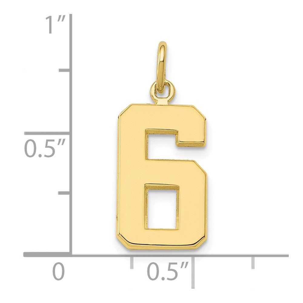 10k Medium Polished Number 6 Charm