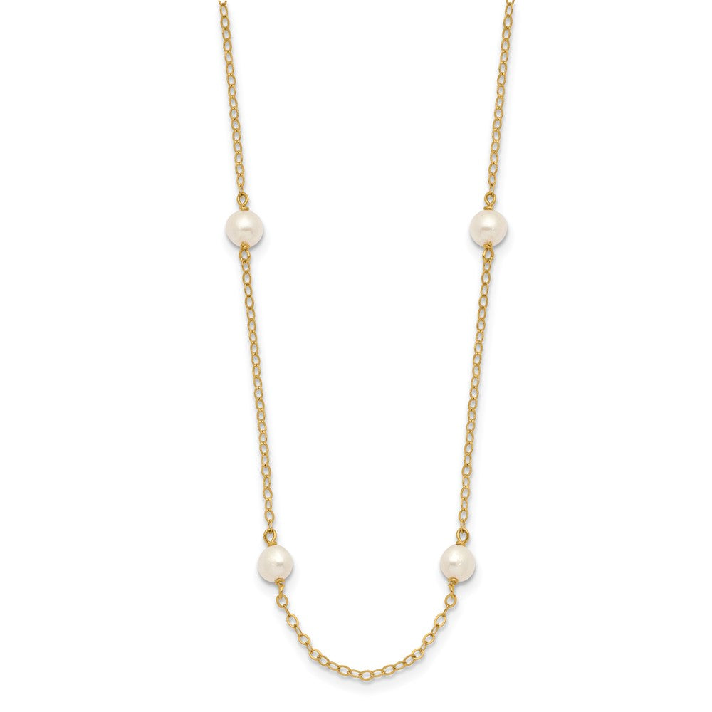 10k 4-5mm White Near Round Freshwater Cultured Pearl 8-station 16 inch Necklace