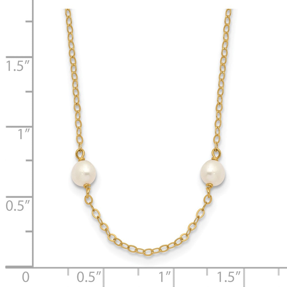 10k 4-5mm White Near Round Freshwater Cultured Pearl 8-station 16 inch Necklace