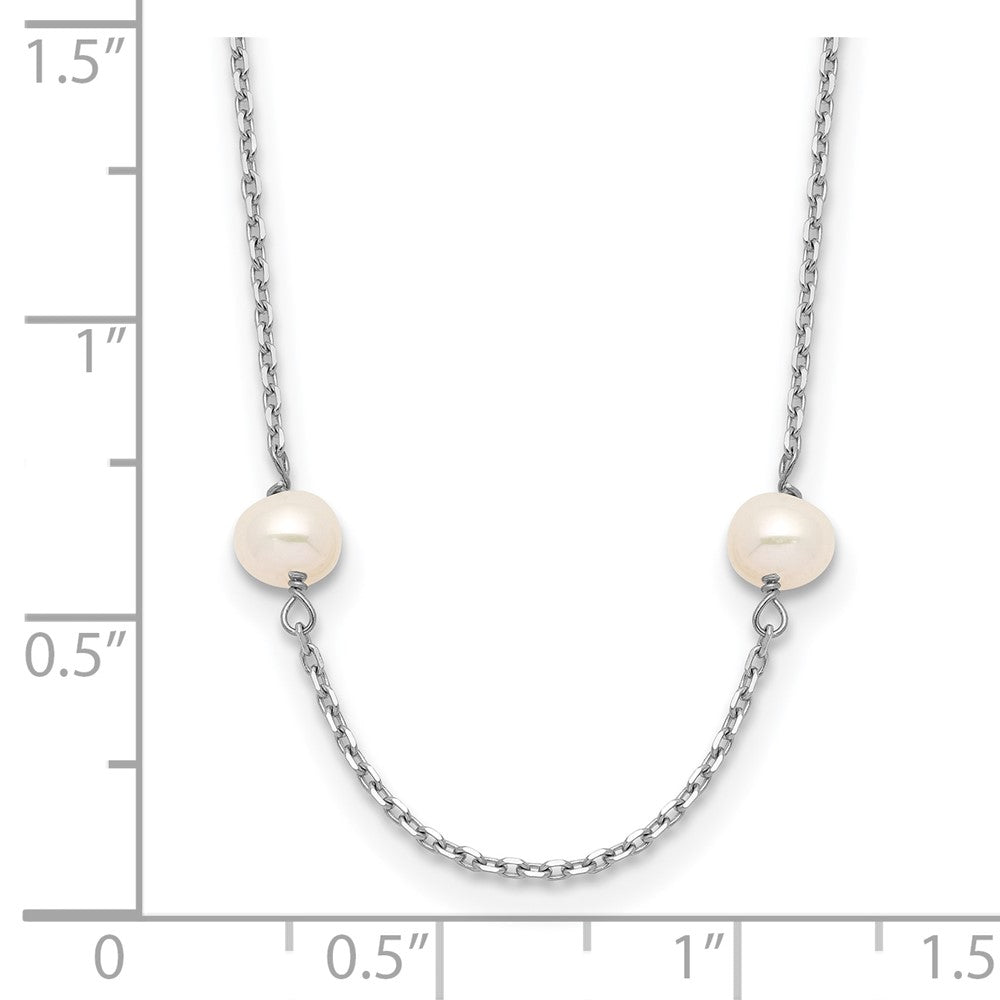 10k White Gold 4-5mm White Near Round Freshwater Cultured Pearl 8-station 16 inch Necklace