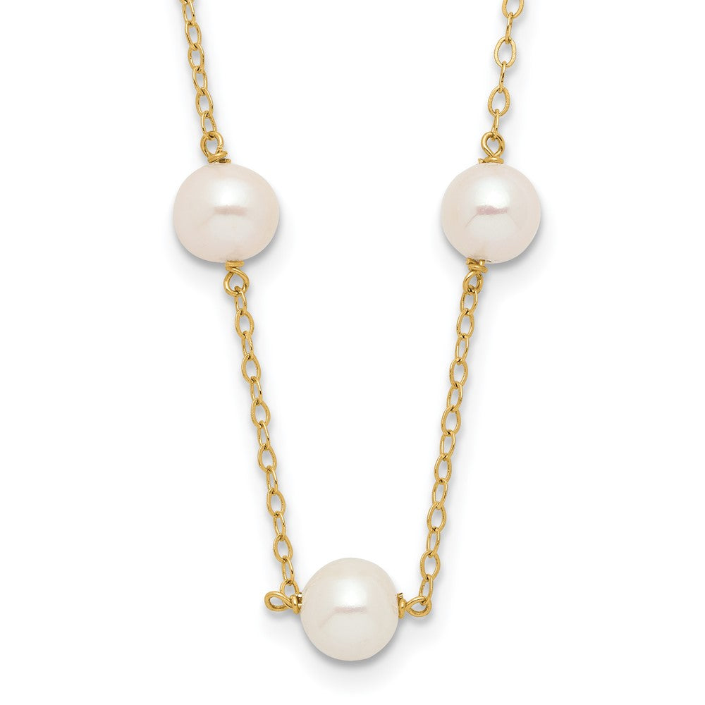 10K 5.5-6.5mm White Near Round Freshwater Cultured Pearl 12-station 18 inch Necklace
