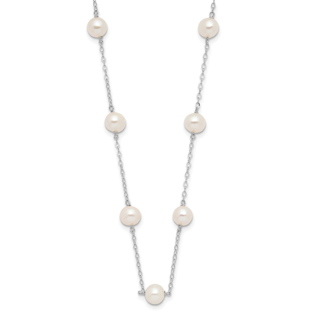 10K 5.5-6.5mm White Near Round Freshwater Cultured Pearl 12-station 16 inch Necklace