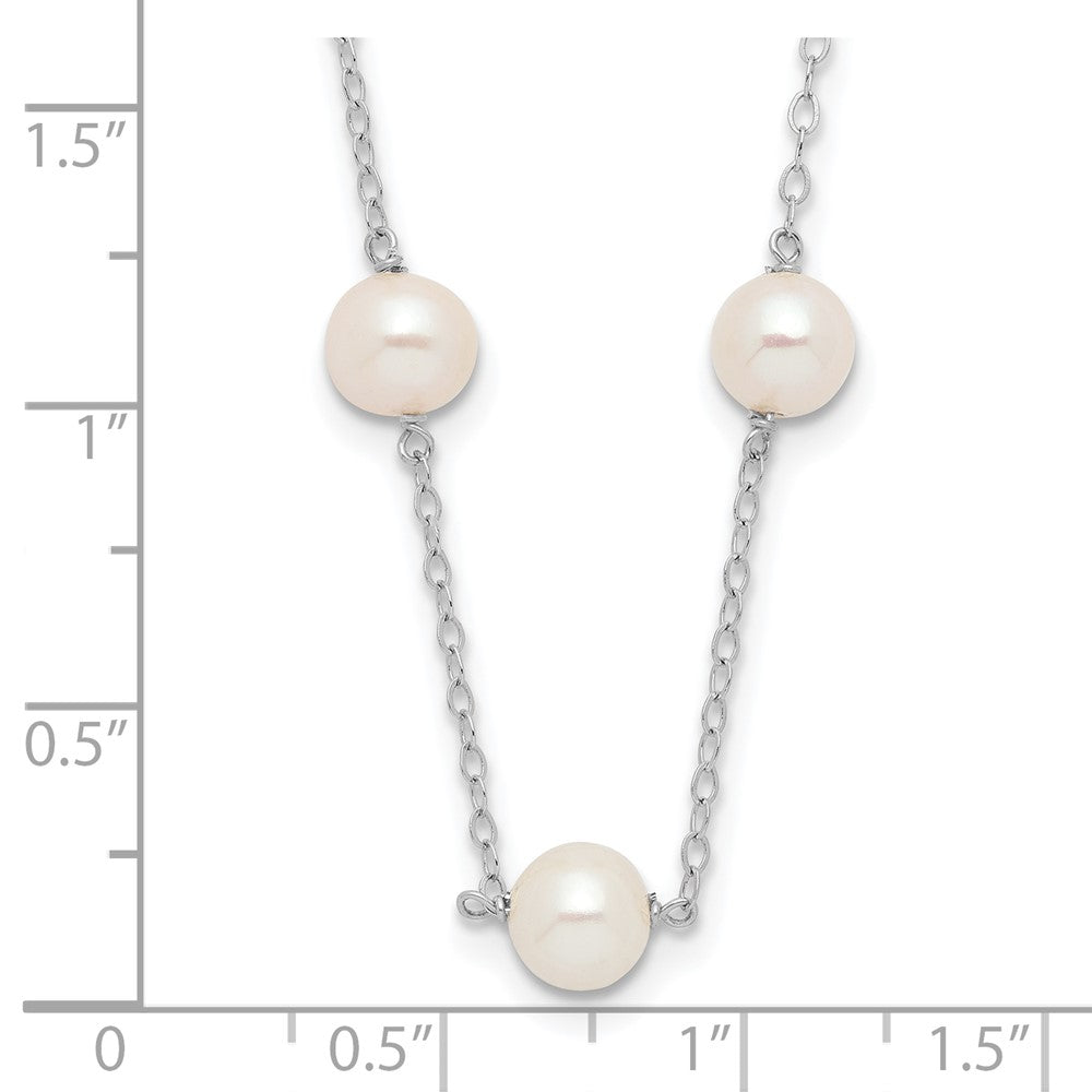 10k White Gold 5.5-6.5mm White Near Round Freshwater Cultured Pearl 12-station 18 inch Necklace