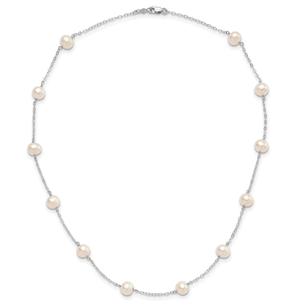 10K 5.5-6.5mm White Near Round Freshwater Cultured Pearl 12-station 16 inch Necklace
