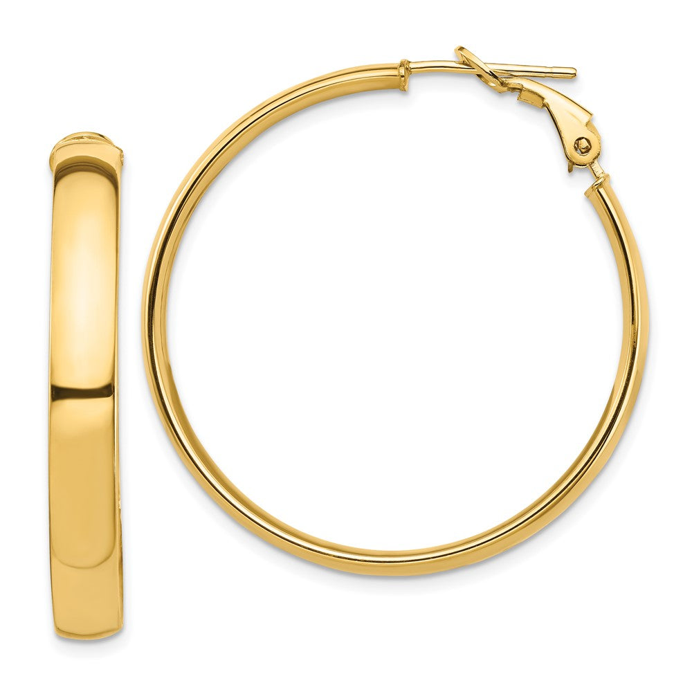10k High Polished 5mm Omega Back Hoop Earrings