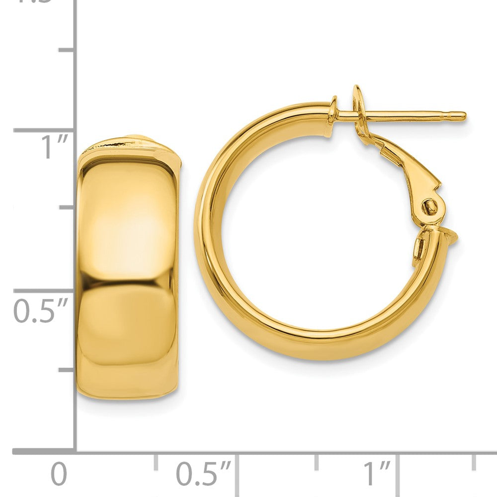 10k 7.75mm Small Omega Back Hoop Earrings