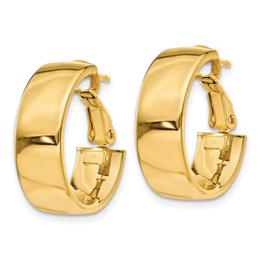 10k Polished 6.75mm Omega Back Hoop Earrings