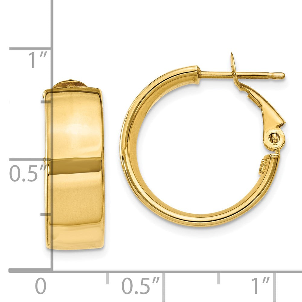 10k Polished 6.75mm Omega Back Hoop Earrings