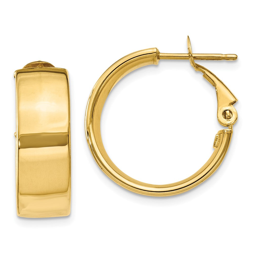 10k Polished 6.75mm Omega Back Hoop Earrings