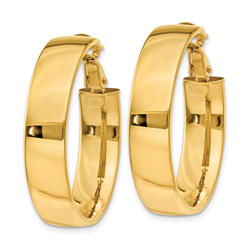 10k 6.75mm Large Omega Back Hoop Earrings