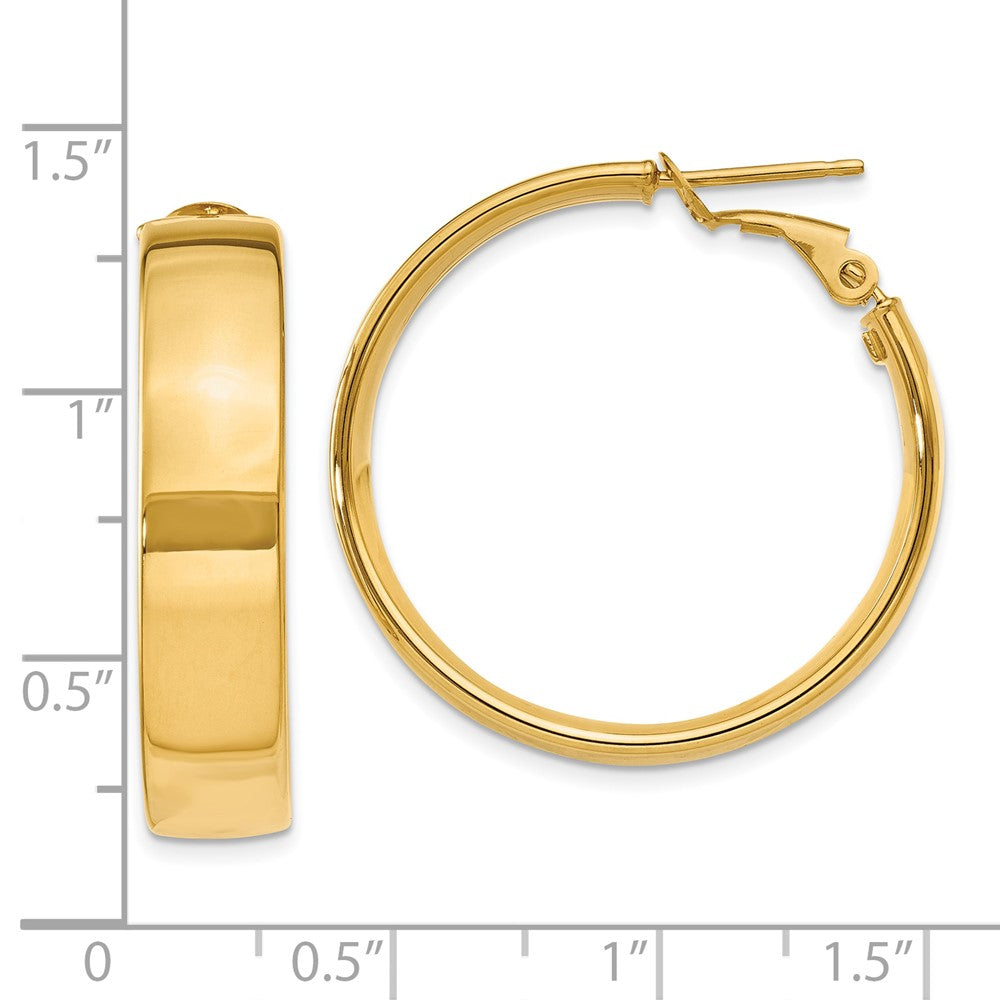 10k 6.75mm Large Omega Back Hoop Earrings