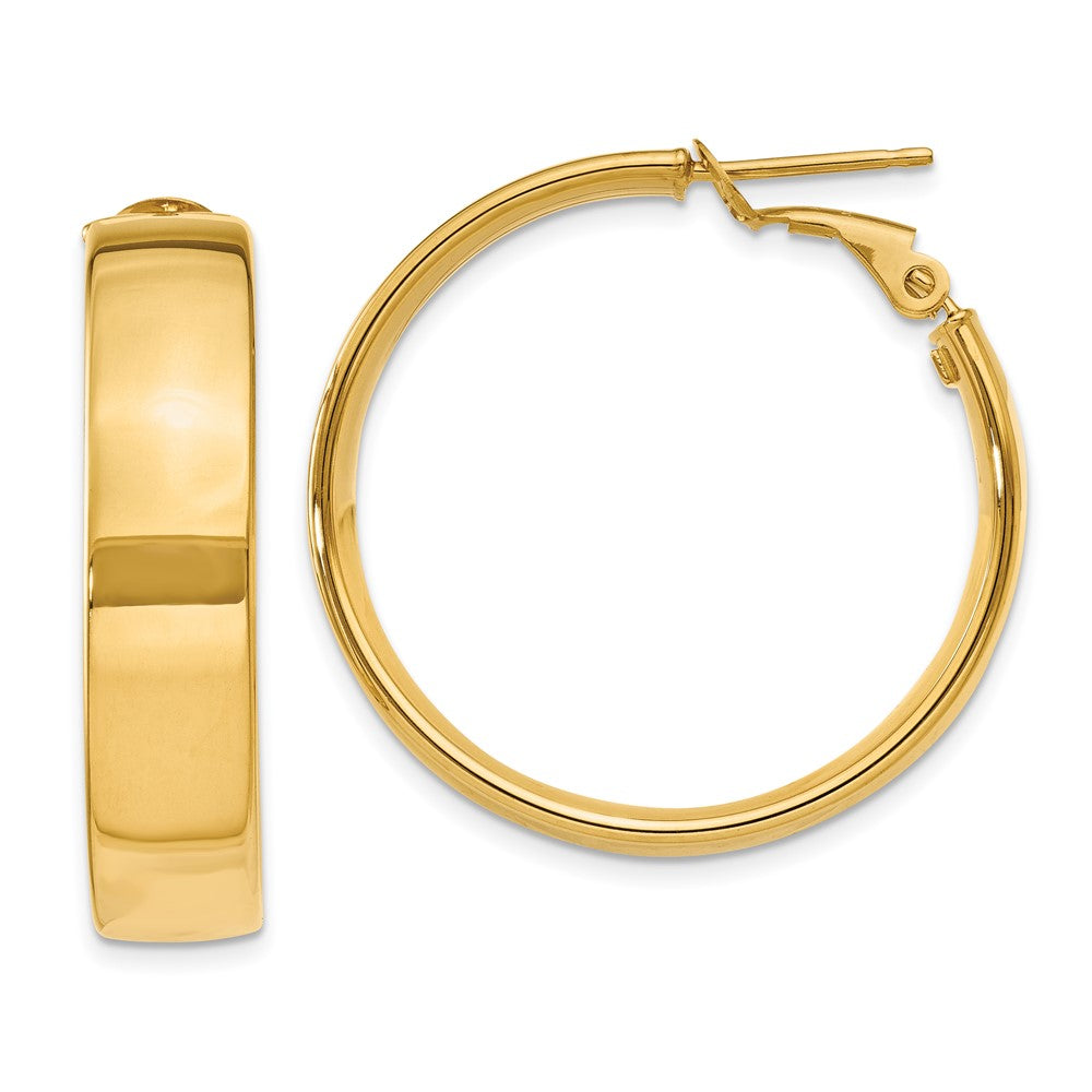 10k 6.75mm Large Omega Back Hoop Earrings