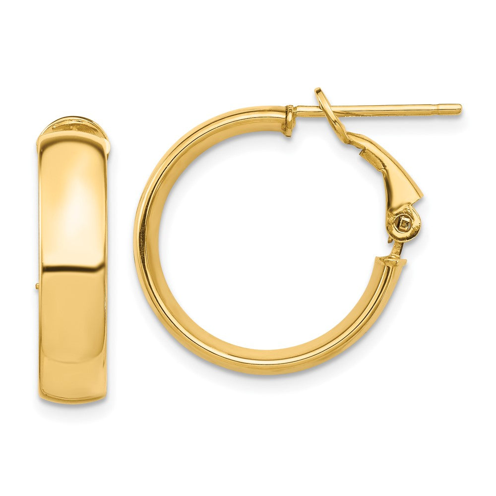 10k High Polished 5mm Omega Back Hoop Earrings
