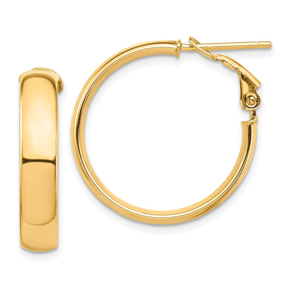 10k High Polished 5mm Omega Back Hoop Earrings