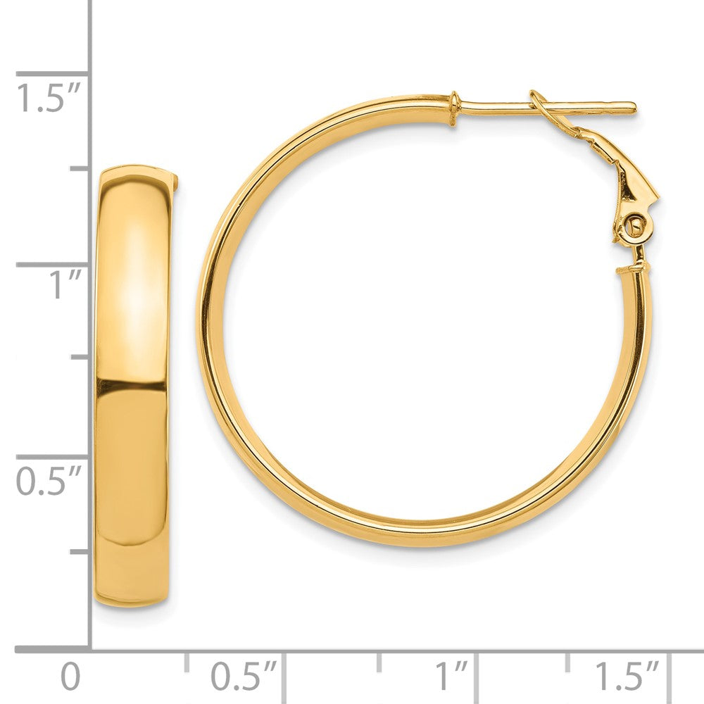 10k High Polished 5mm Omega Back Hoop Earrings