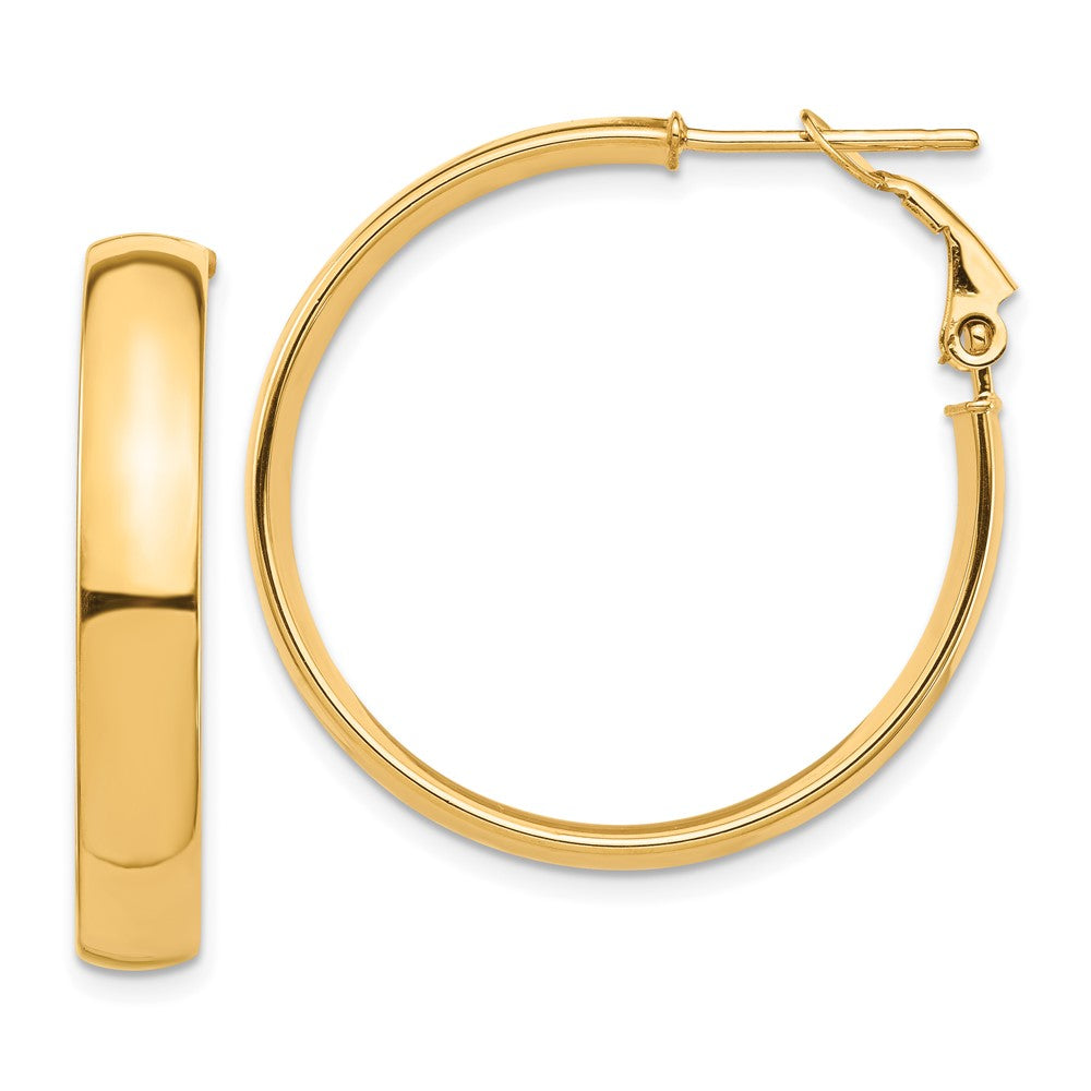 10k High Polished 5mm Omega Back Hoop Earrings