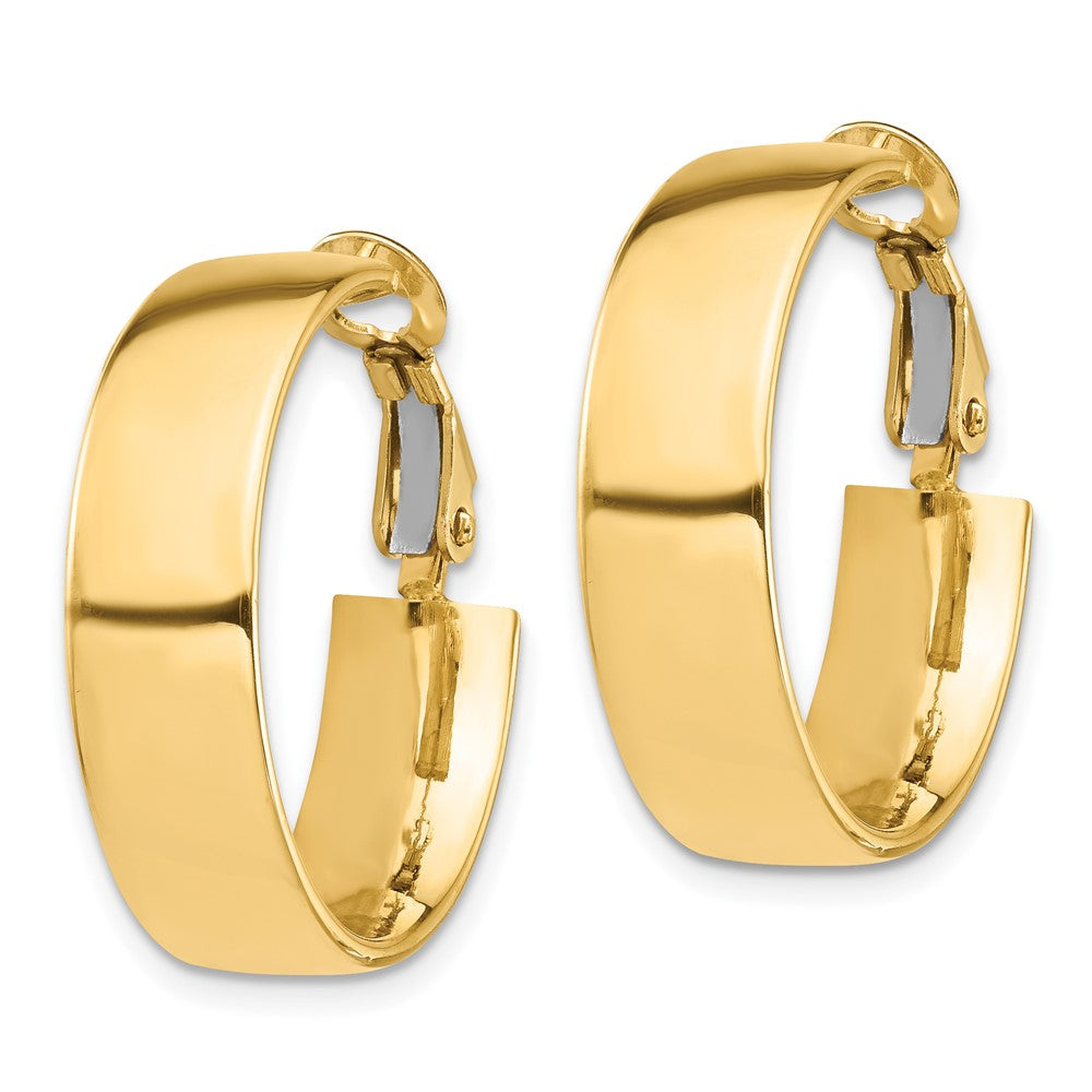 10k High Polished 7mm Omega Back Hoop Earrings