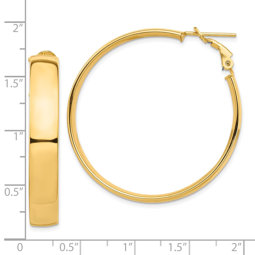 10k High Polished 7mm Omega Back Hoop Earrings