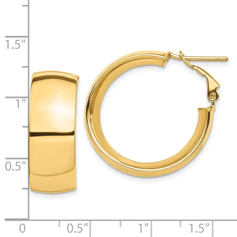 10k High Polished 10mm Omega Back Hoop Earrings