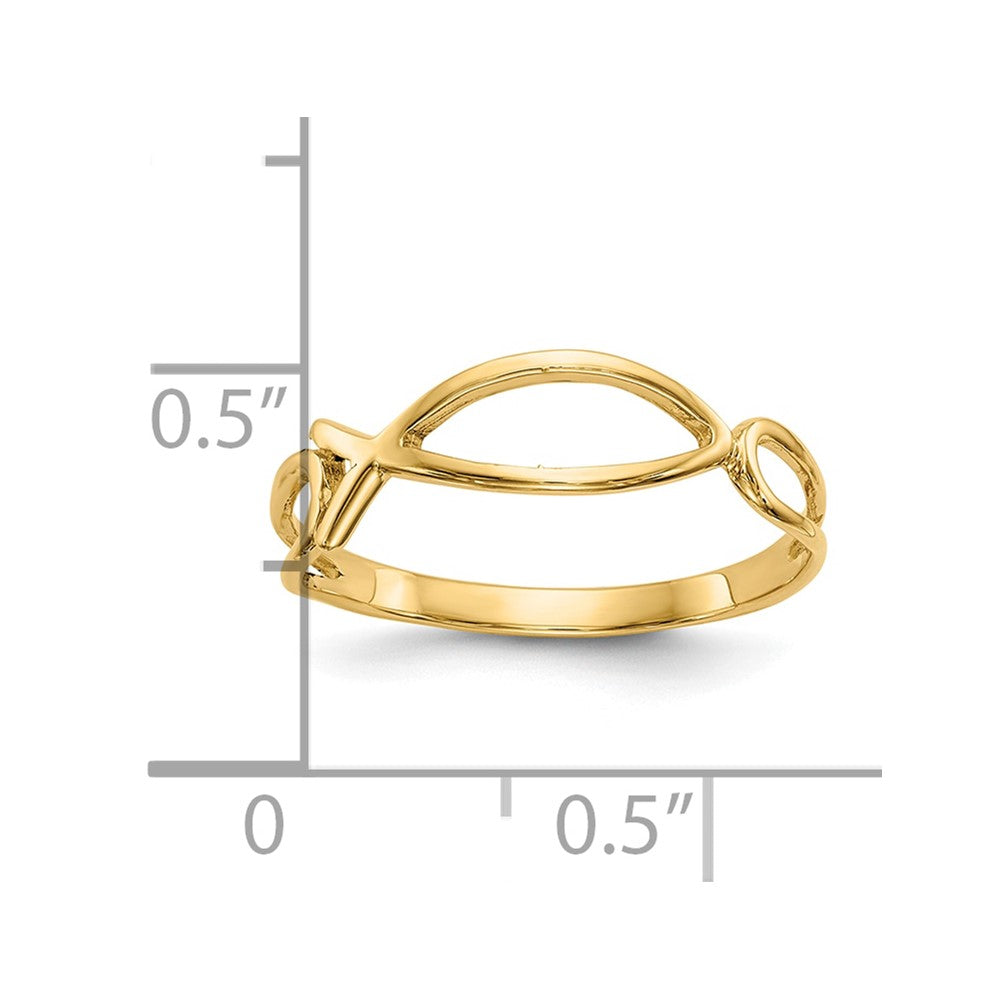 10k Polished Ichthus Fish Ring