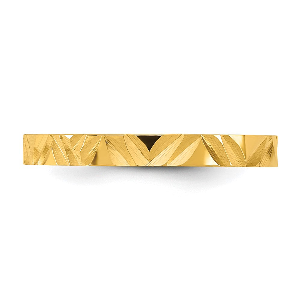 10K Diamond-cut Zig-Zag Design 2mm Flat Band Size 3 Baby / Children's Ring