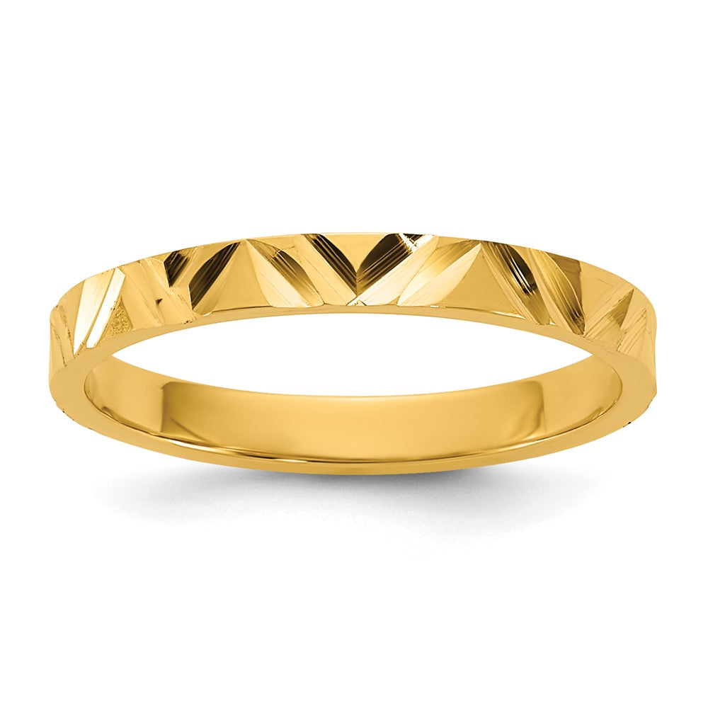 10K Diamond-cut Zig-Zag Design 2mm Flat Band Size 3 Baby / Children's Ring