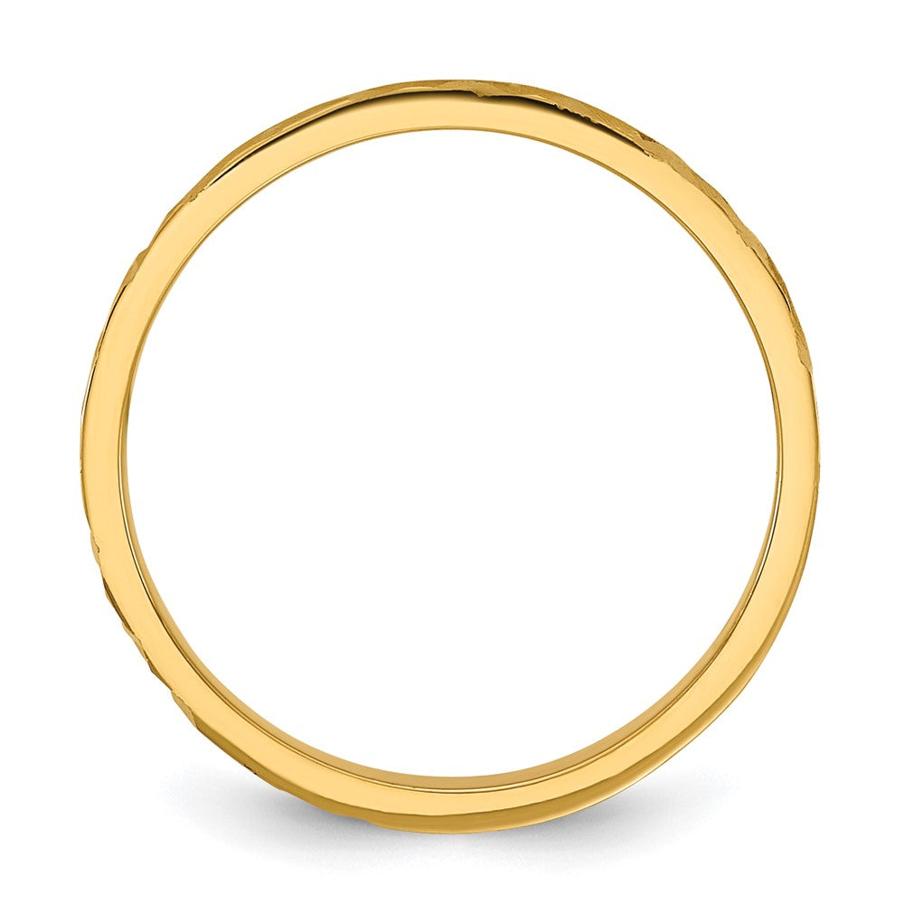 10K Diamond-cut Design 2mm Flat Band Size 3 Baby / Children's Ring