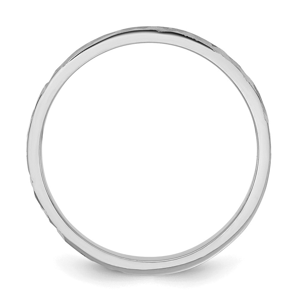10K White Gold Diamond-cut Design 2mm Flat Band Size 3 Baby / Children's Ring