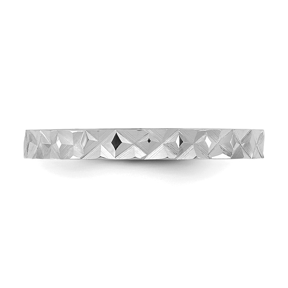 10K White Gold Diamond-cut Design 2mm Flat Band Size 3 Baby / Children's Ring