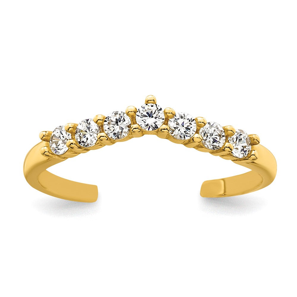10k Polished White CZ Open Back Toe Ring