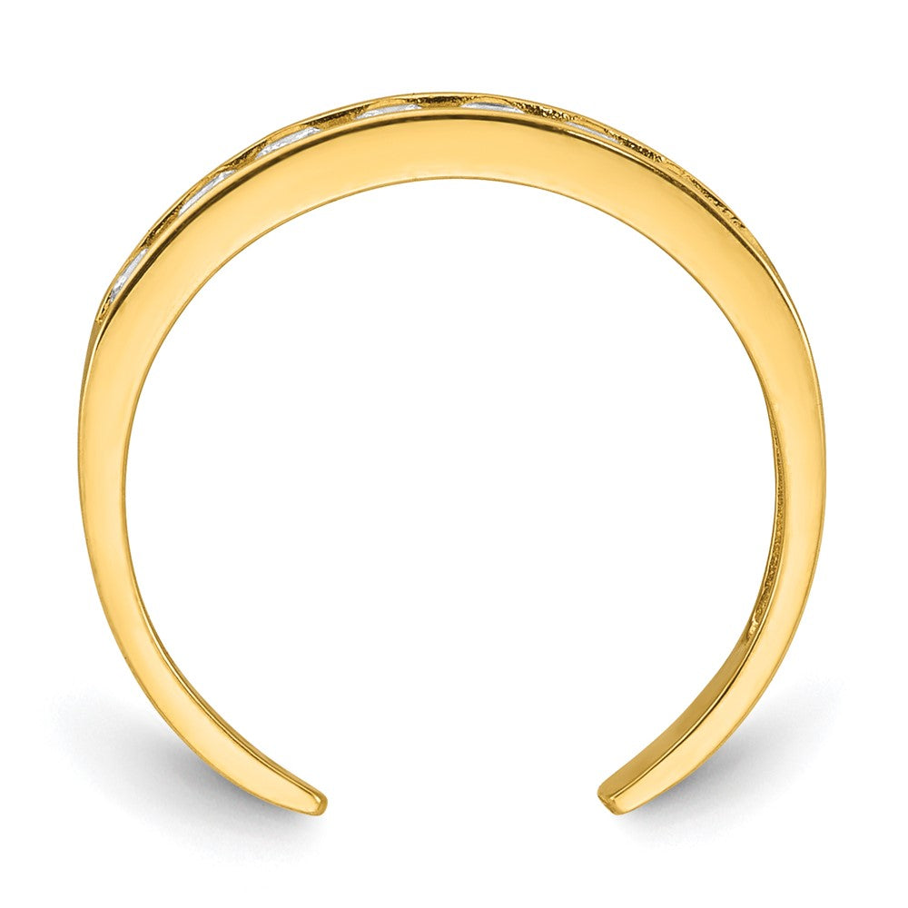 10k Polished Channel-set White CZ Toe Ring