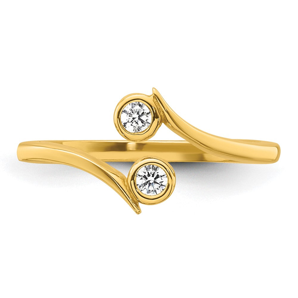 10k Polished Bezel-set White CZ Bypass Toe Ring