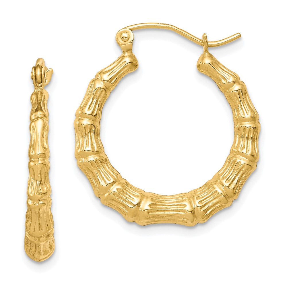 Polished;10K Yellow gold;Hollow;Hinged post;Textured