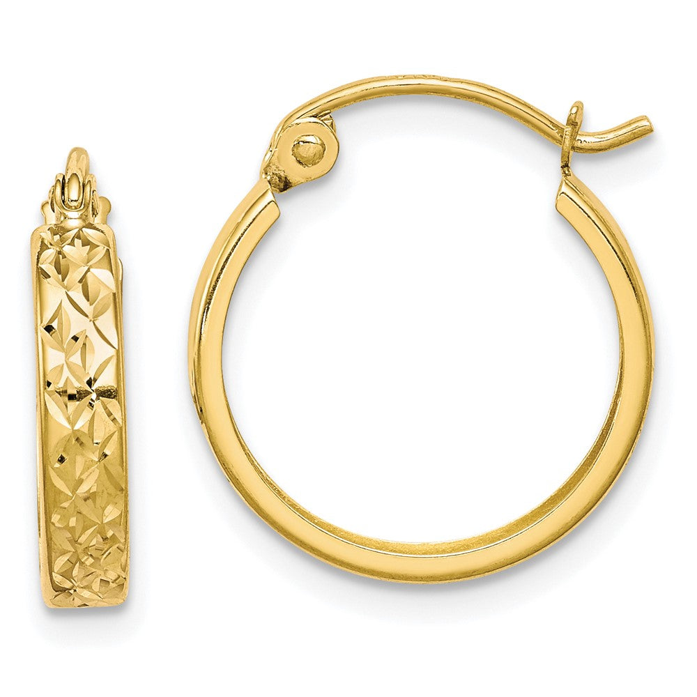Diamond-cut;Polished;10K Yellow gold;Open back;Hinged post