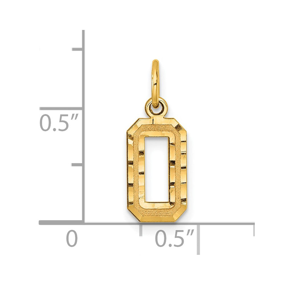 10ky Casted Small Diamond-cut Number 0 Charm