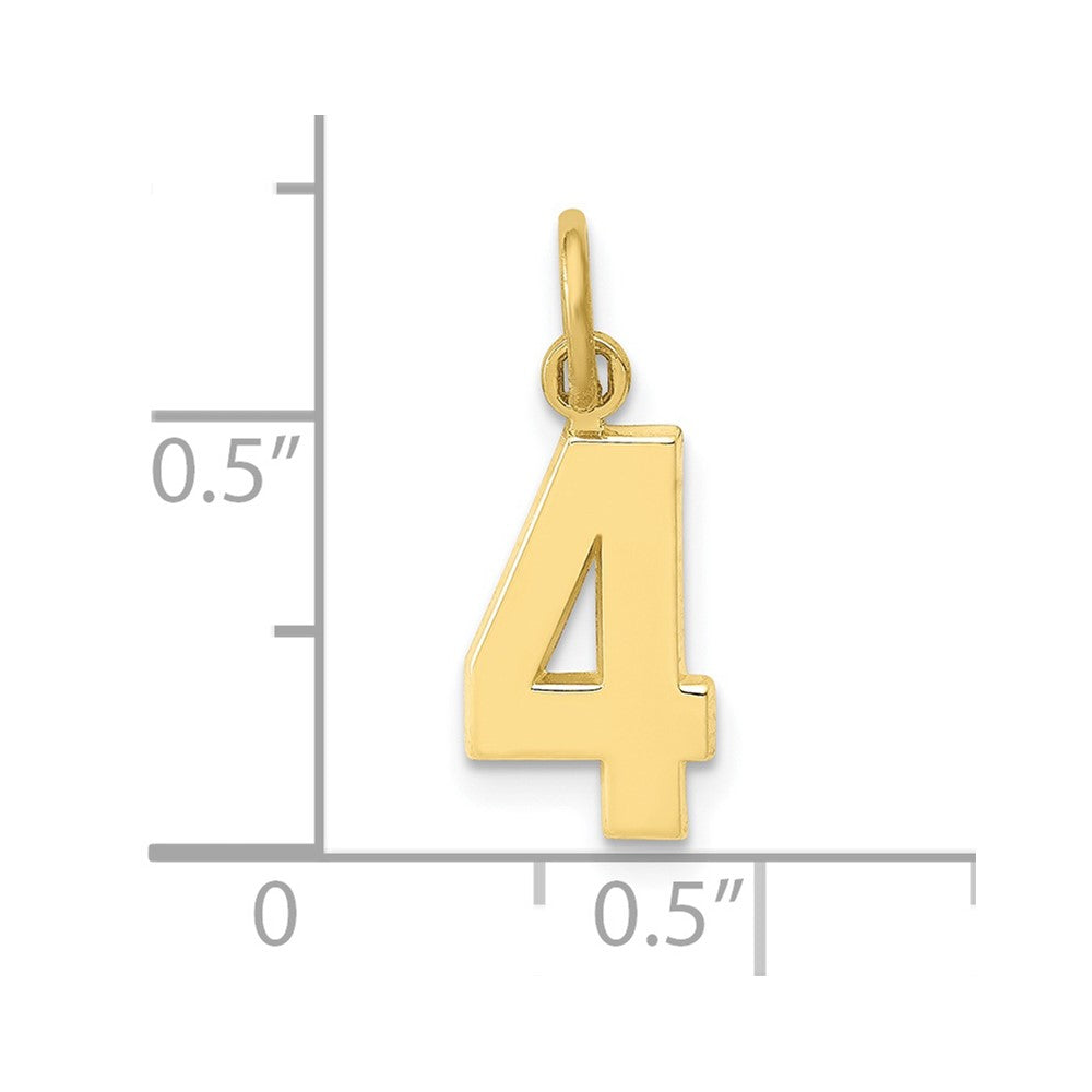 10k Small Polished Number 4 Charm