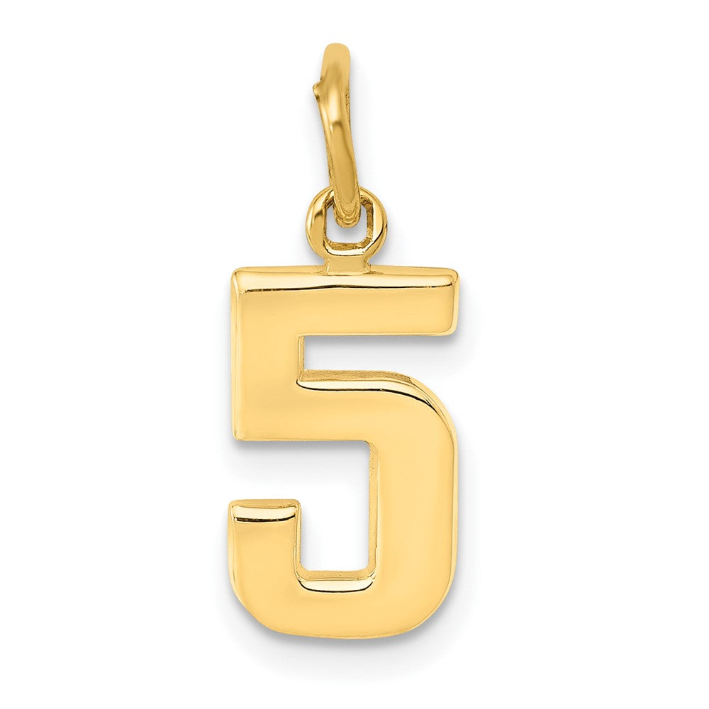 10k Small Polished Number 5 Charm