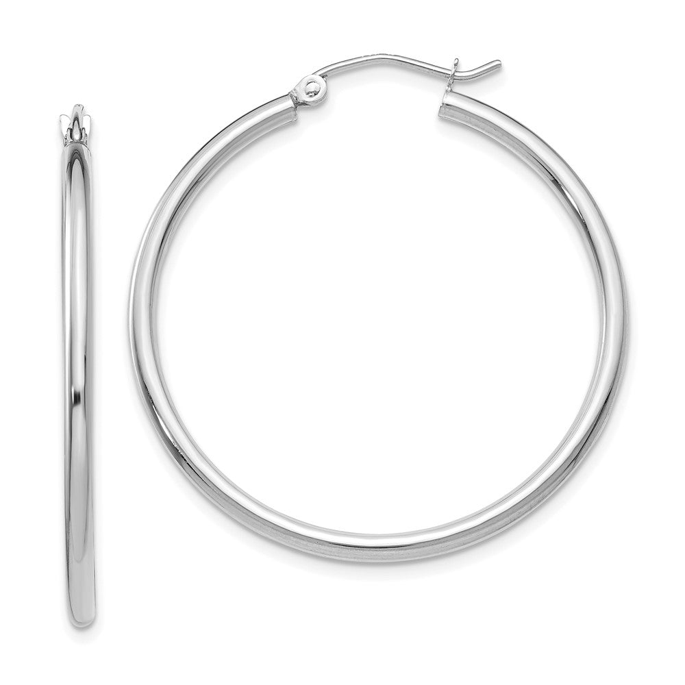 Polished;Hinged post;10K White gold;Hollow tube