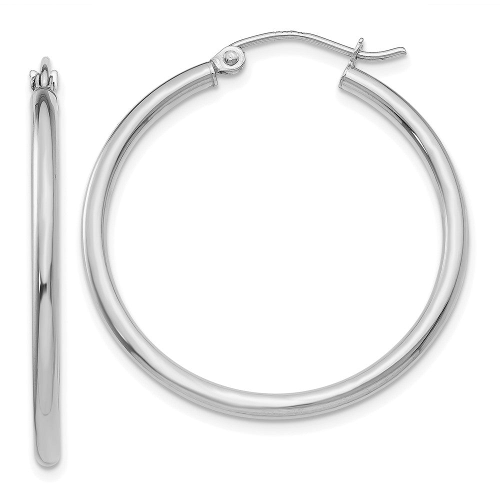 Polished;Hinged post;10K White gold;Hollow tube