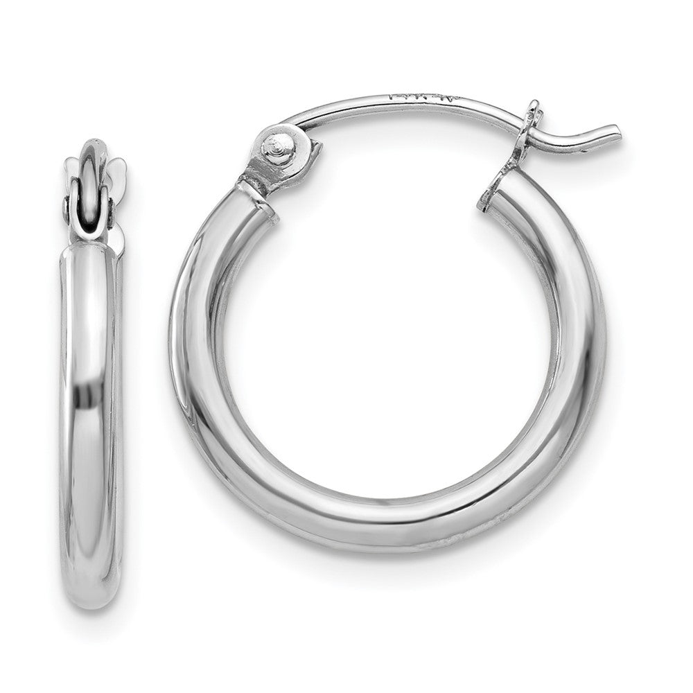 Polished;Hinged post;10K White gold;Hollow tube