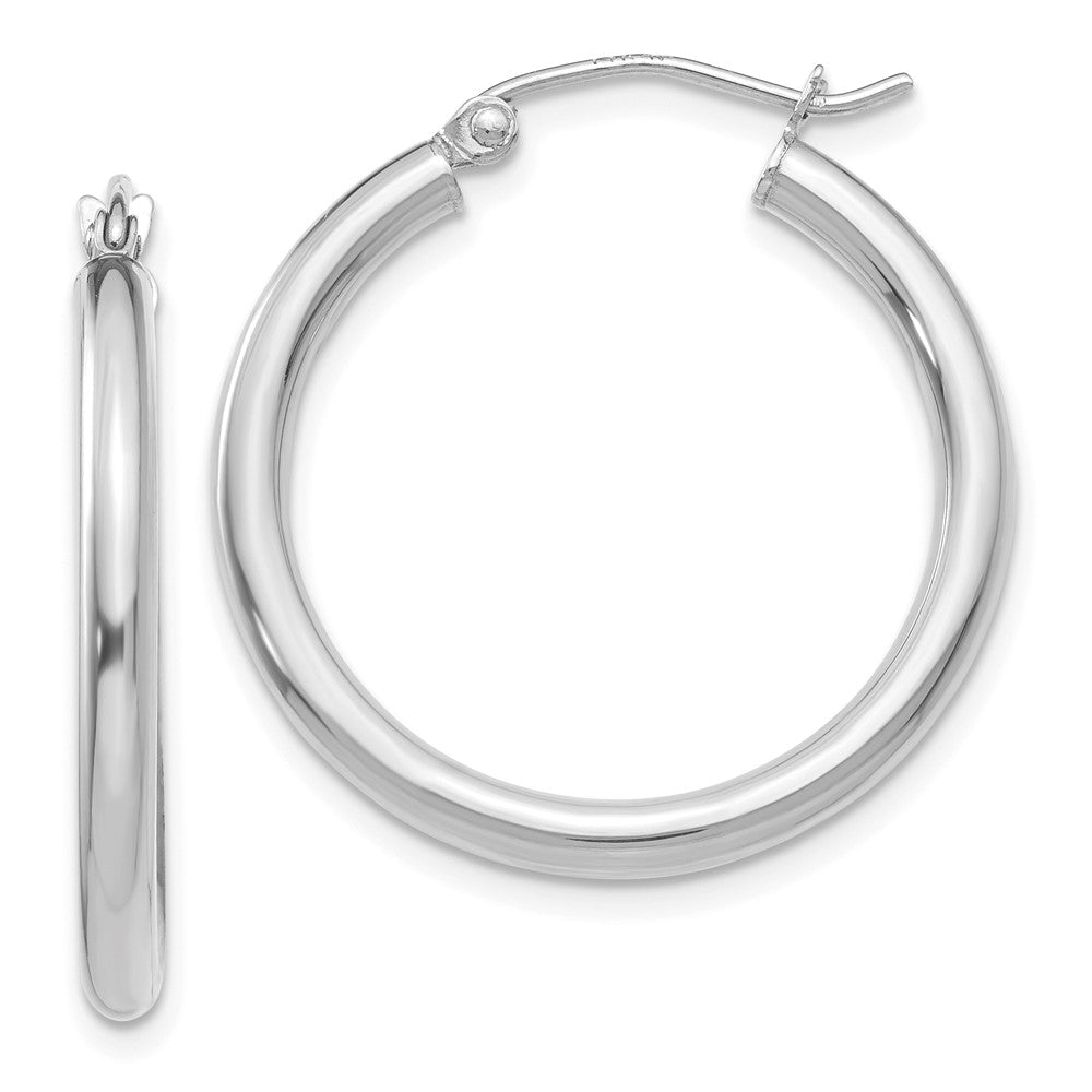 Polished;Hollow;Hinged post;10K White gold